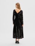 Alaia LS Midi Sequins Dress - Black
