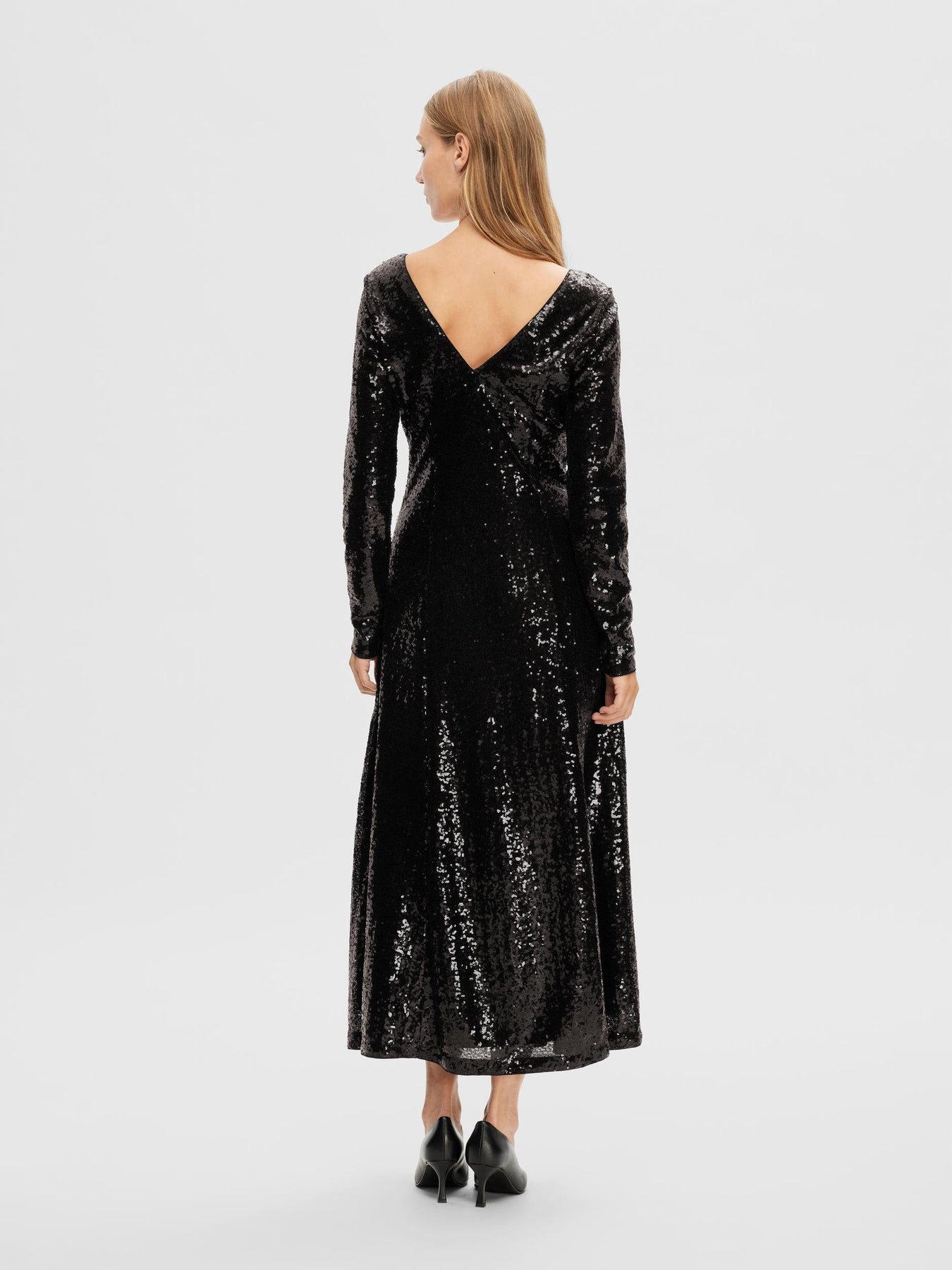 Alaia LS Midi Sequins Dress - Black