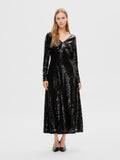 Alaia LS Midi Sequins Dress - Black