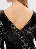 Alaia LS Midi Sequins Dress - Black