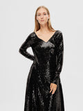 Alaia LS Midi Sequins Dress - Black
