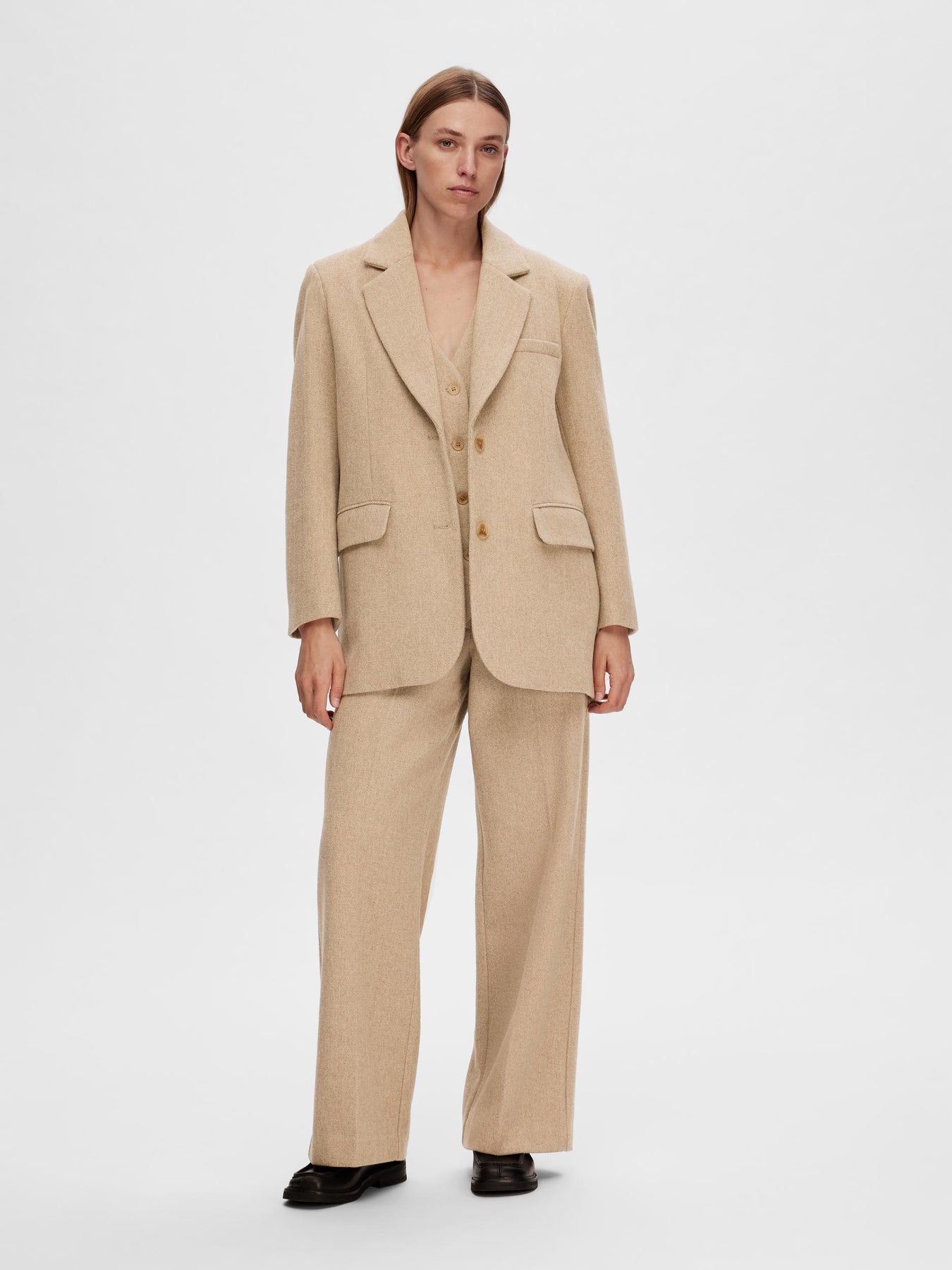 Britt LS Oversize Blazer - Cornstalk Melange