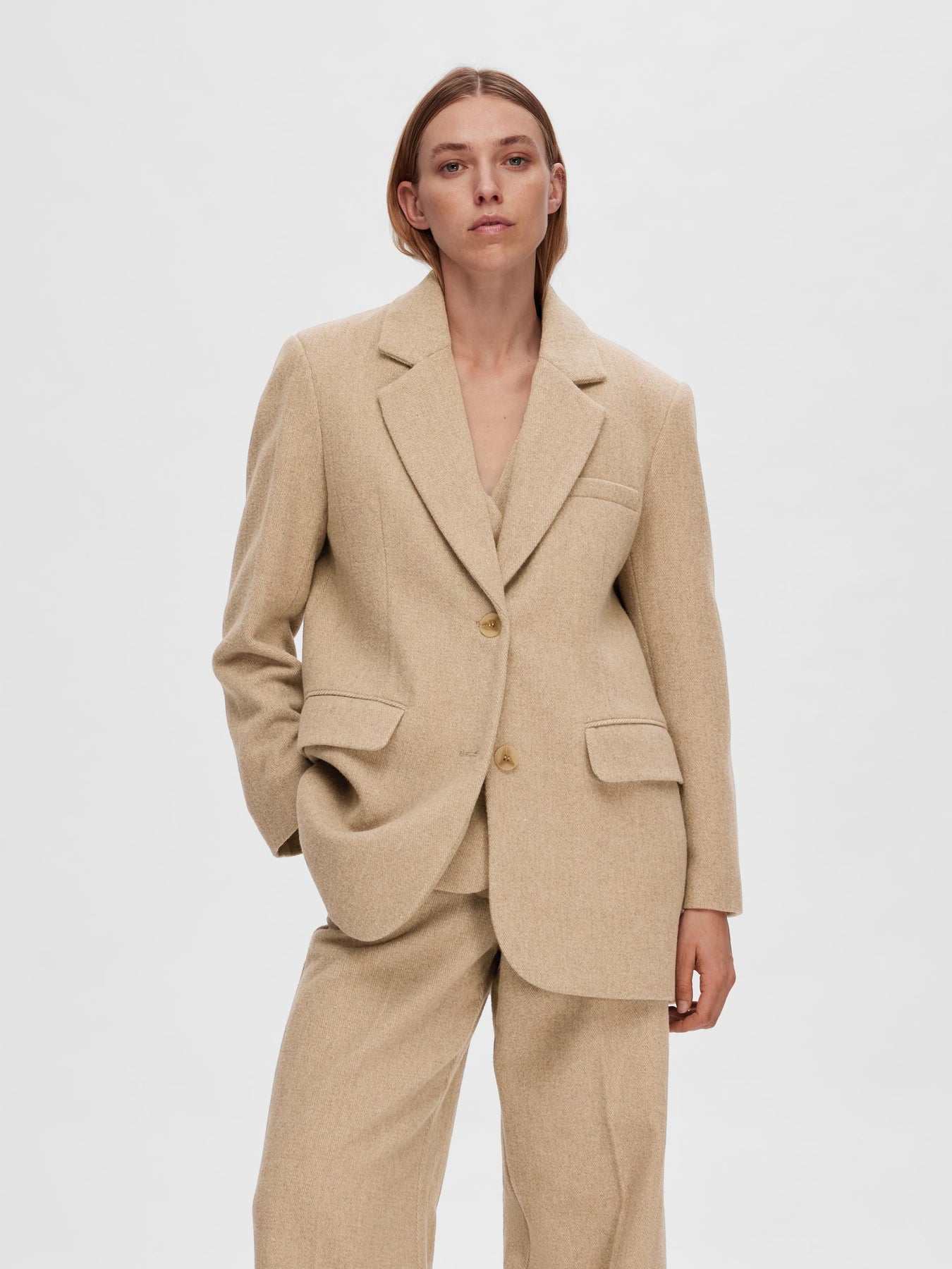 Britt LS Oversize Blazer - Cornstalk Melange
