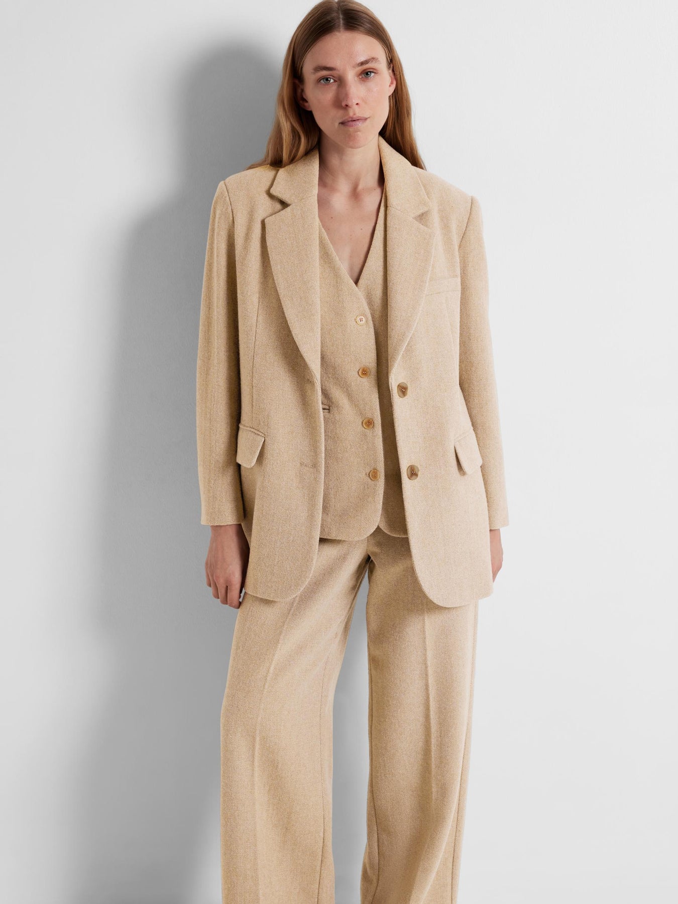 Britt LS Oversize Blazer - Cornstalk Melange
