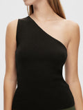 Lura Lurex One Shoulder Knit Top - Black Lurex