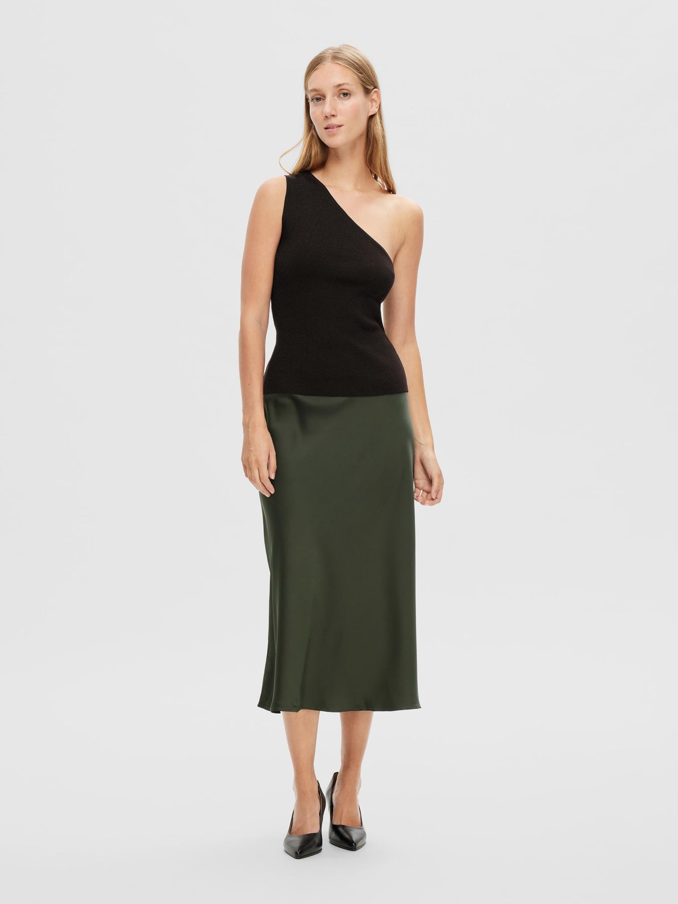 Lura Lurex One Shoulder Knit Top - Black Lurex