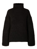 Gabella Ls Knit High-Neck W - Black