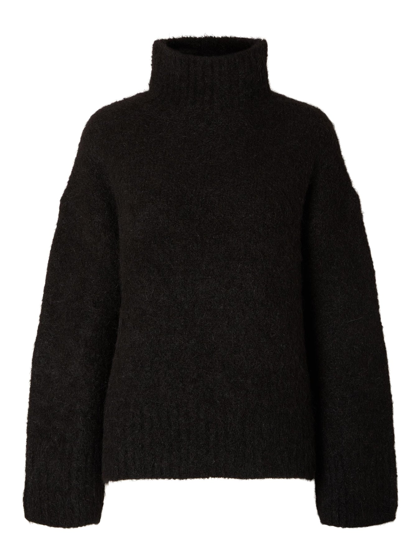 Gabella Ls Knit High-Neck W - Black
