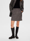 Hera-Ula HW Mini Wool Skirt - Dark Grey Melange W/Herringbone