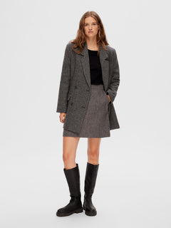 Hera-Ula HW Mini Wool Skirt - Dark Grey Melange W/Herringbone