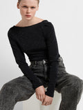 Marley-Dia Hw Dark Grey Wide Jeans - Dark Grey Denim Diamond Surface