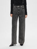 Marley-Dia Hw Dark Grey Wide Jeans - Dark Grey Denim Diamond Surface