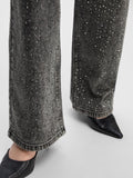 Marley-Dia Hw Dark Grey Wide Jeans - Dark Grey Denim Diamond Surface