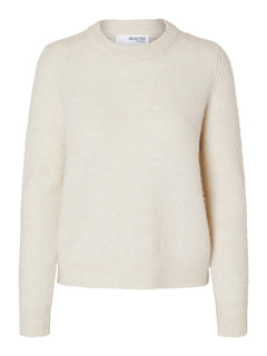 Sia Ras Ls Knit O-Neck - Birch Melange