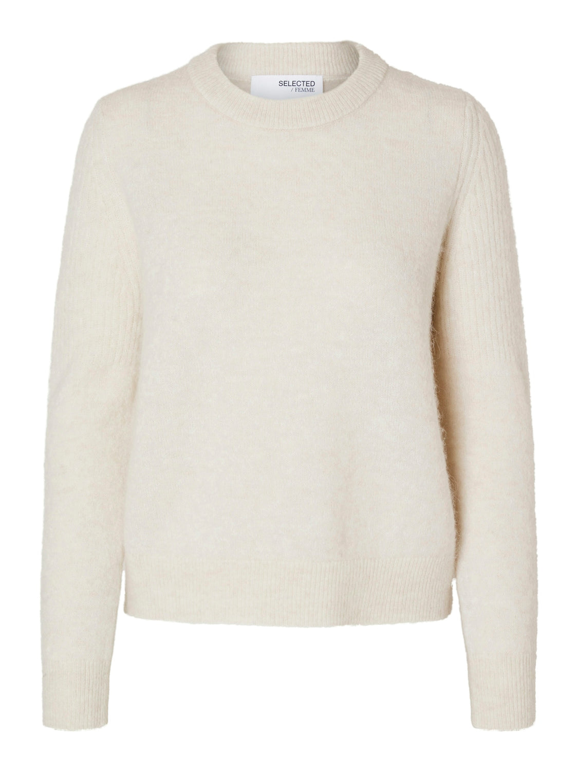 Sia Ras Ls Knit O-Neck - Birch Melange