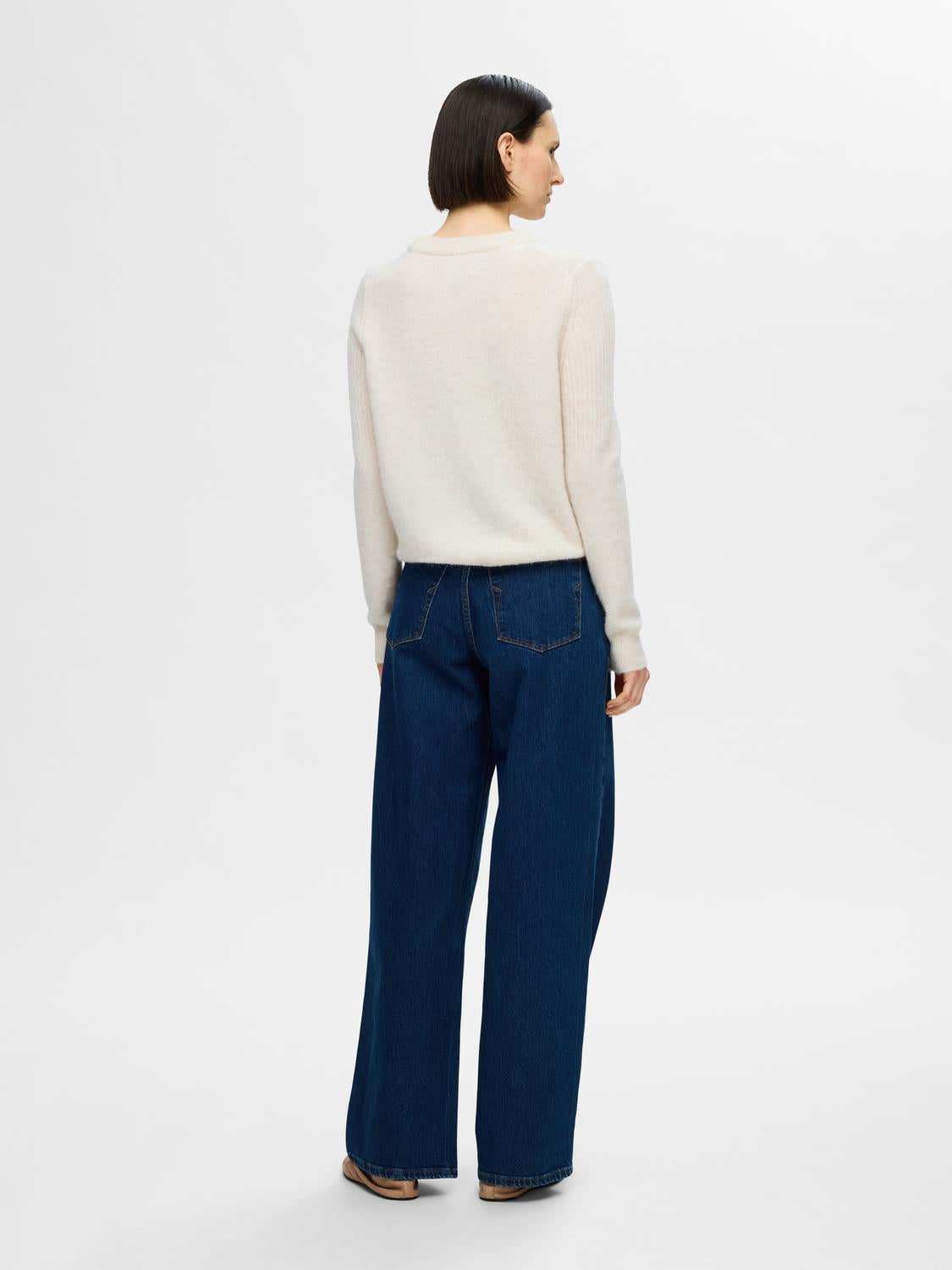 Sia Ras Ls Knit O-Neck - Birch Melange