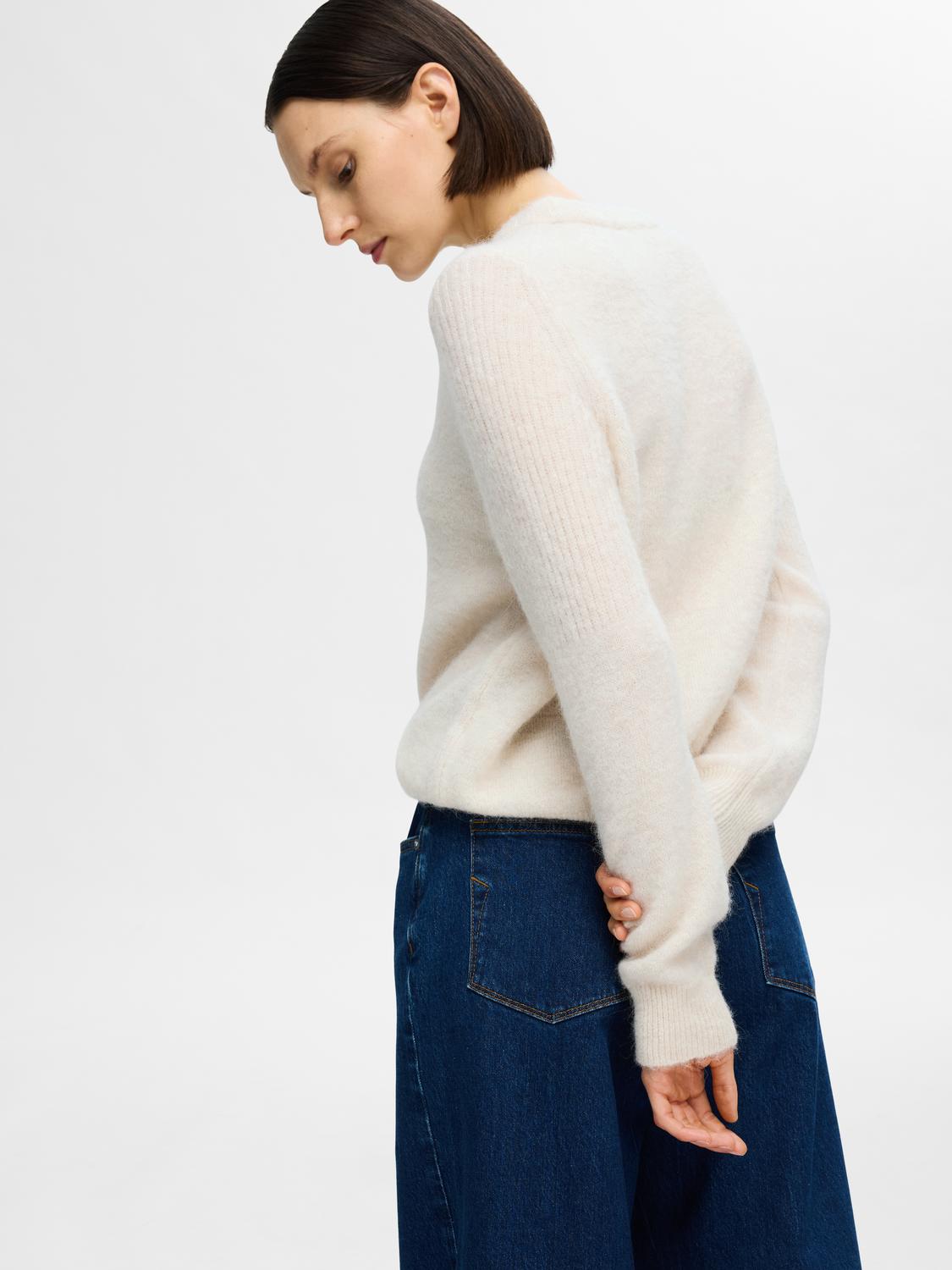 Sia Ras Ls Knit O-Neck - Birch Melange