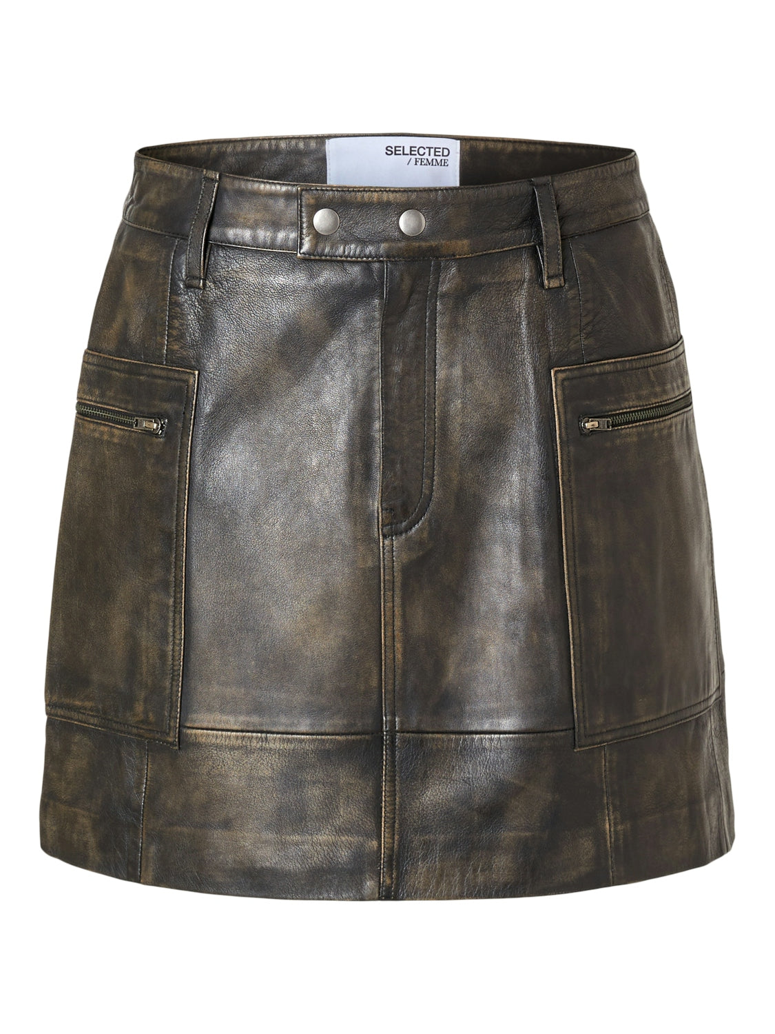 Nana Mw Mini Leather Skirt - Black Rub Off Look