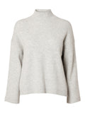 Cille Cashmere Blend High Neck - Ljusgrå melange