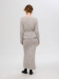 Gabella Ls Knit Bow Cardigan - Steel Gray Melange