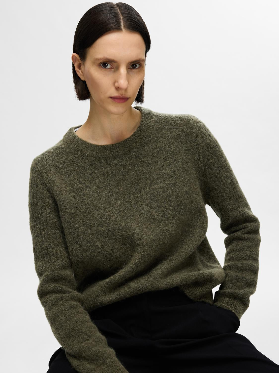 Sia Ras Ls Knit O-Neck - Kalamata