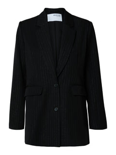 Eli-Rita Ls Relaxed Blazer - Black Silver Stripes