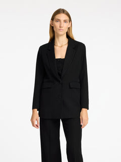 Eli-Rita Ls Relaxed Blazer - Black Silver Stripes