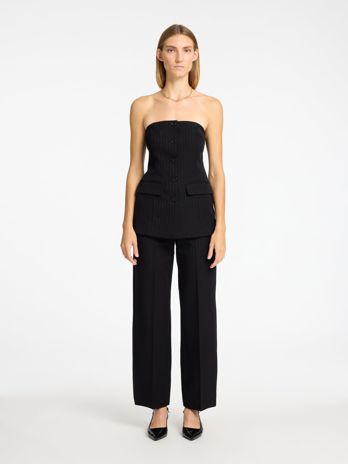 Eli-Rita Mw Wide Pant - Black Silver Stripes