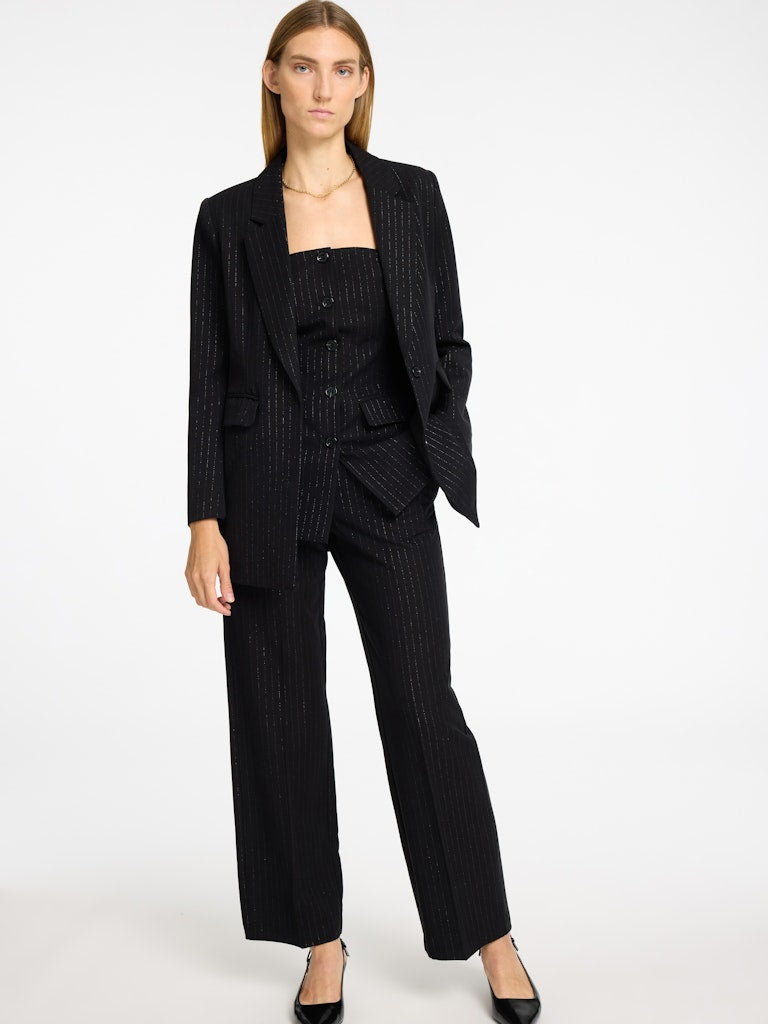 Eli-Rita Mw Wide Pant - Black Silver Stripes