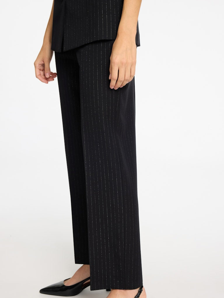 Eli-Rita Mw Wide Pant - Black Silver Stripes