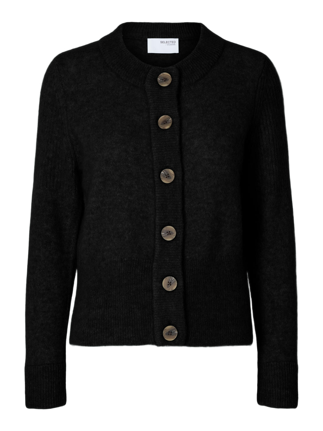 Sia Ras Ls Knit Cardigan - Svart