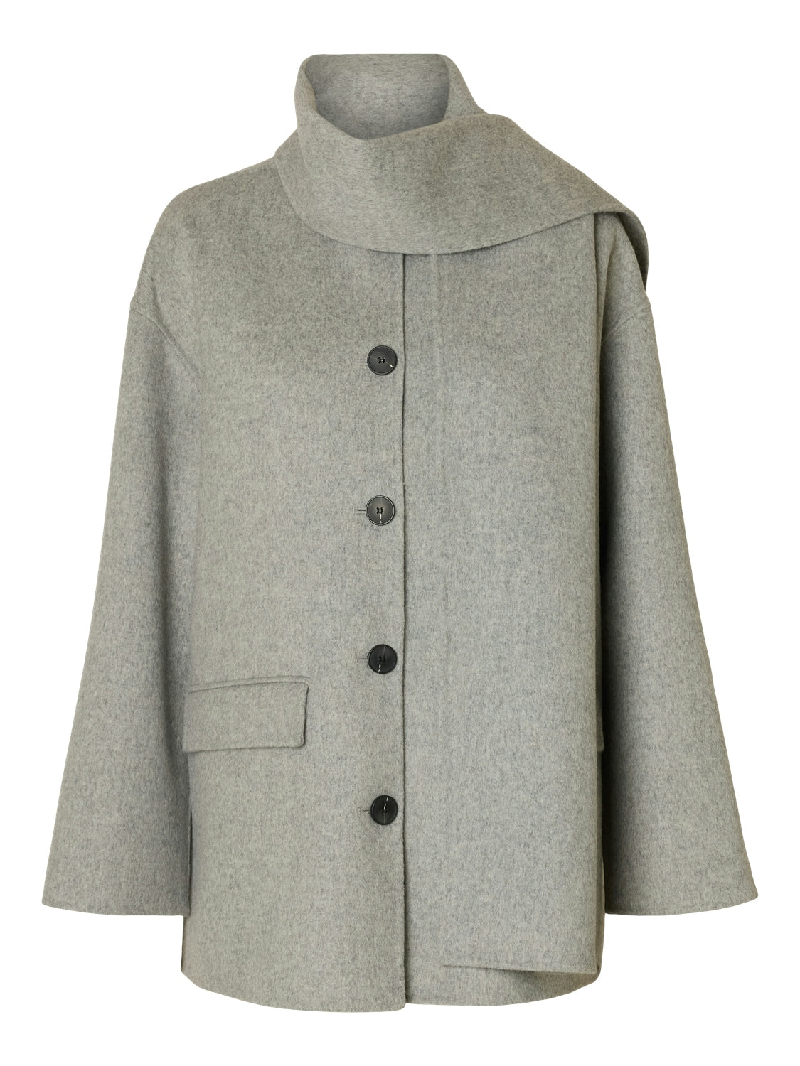 Pam Handmade Scarf Jacket - Light Grey Melange