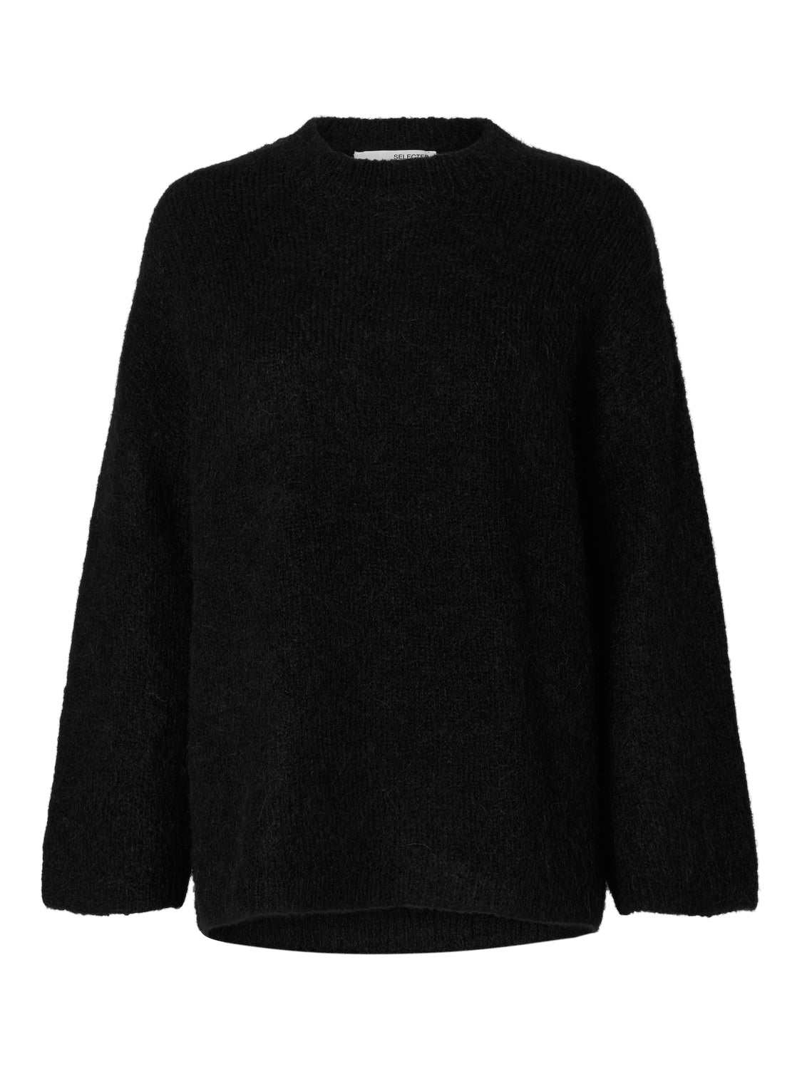 Gabella Ls Knit O-Neck Camp - Black