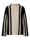 Lulu Ls Knit Vertical High Neck - Birch Black