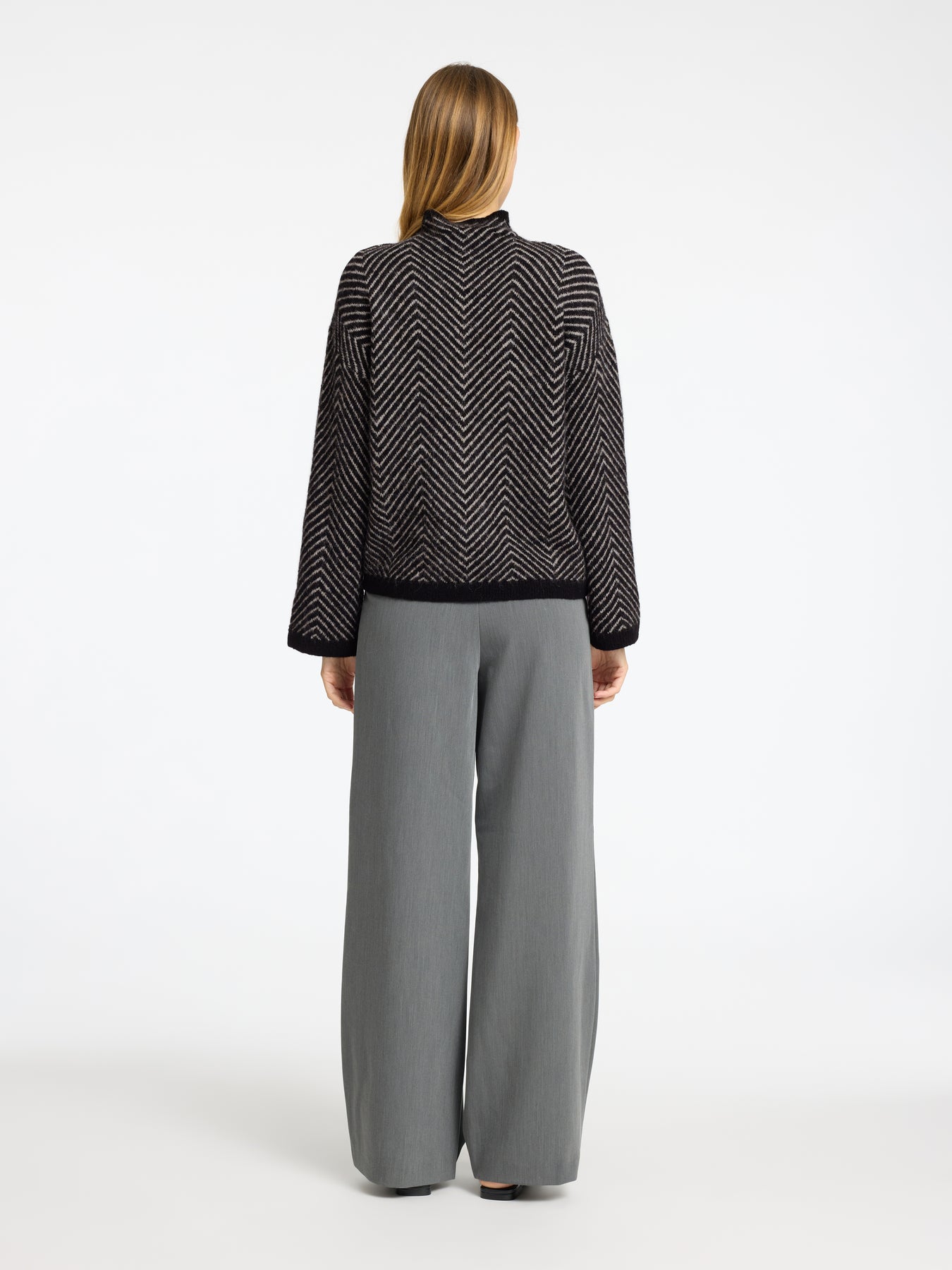 Lulu Ls Herringbone Knit High Neck - Black Birch