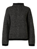 Lulu Ls Herringbone Knit High Neck - Black Birch