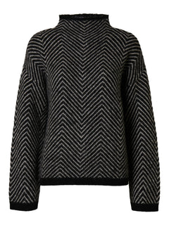 Lulu Ls Herringbone Knit High Neck - Black Birch
