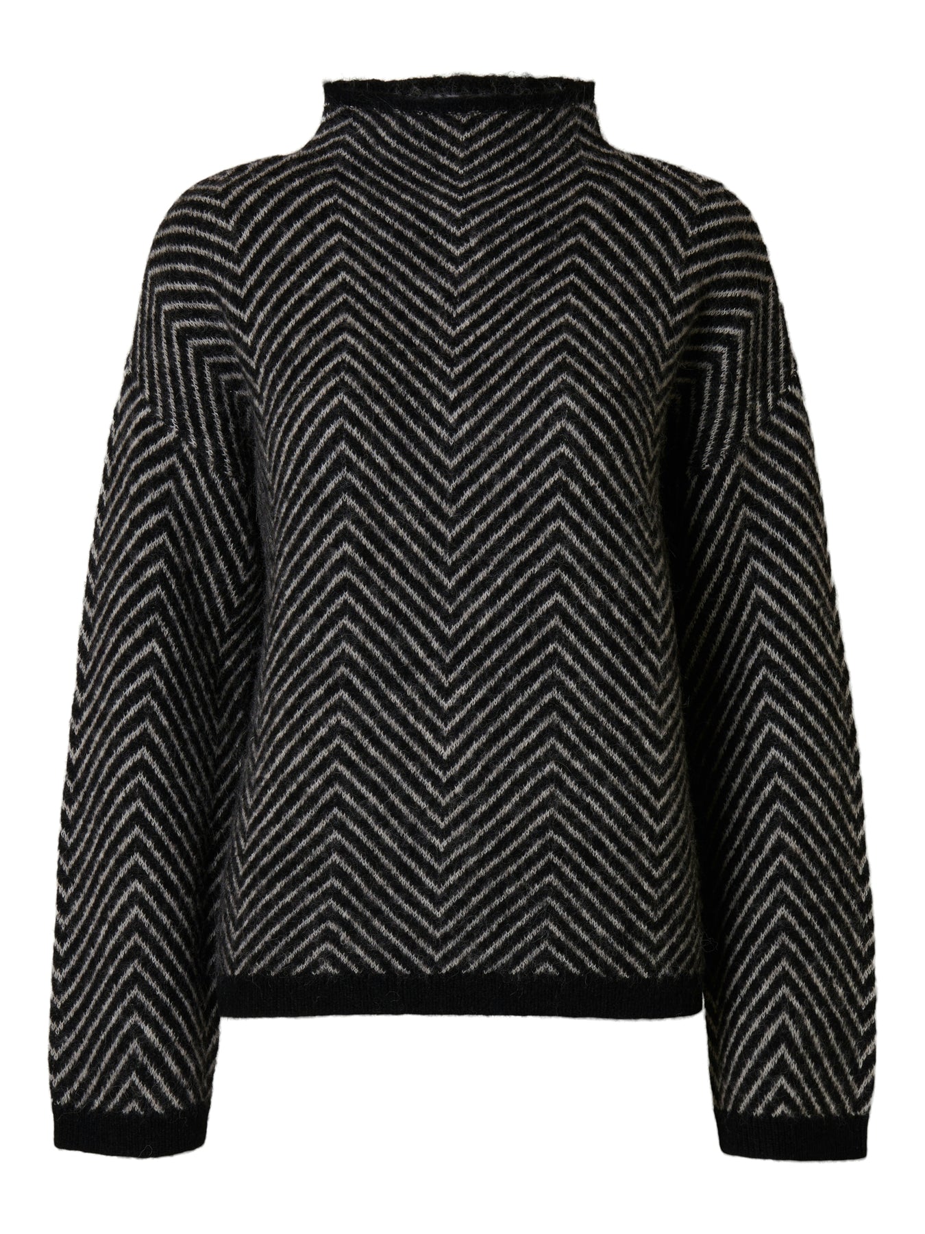 Lulu Ls Herringbone Knit High Neck - Black Birch