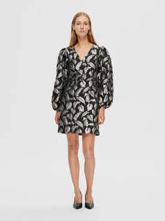 Paula LS Short Dress - Silver Leaf