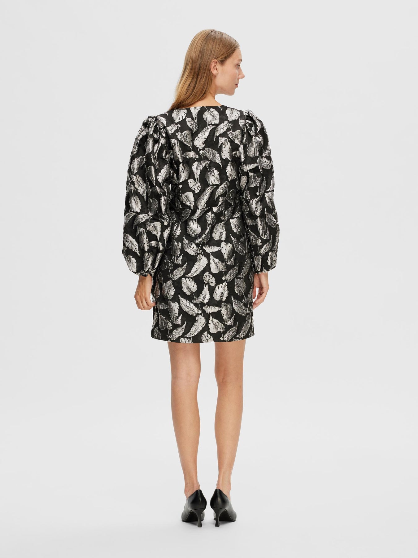 Paula LS Short Dress - Silver Leaf