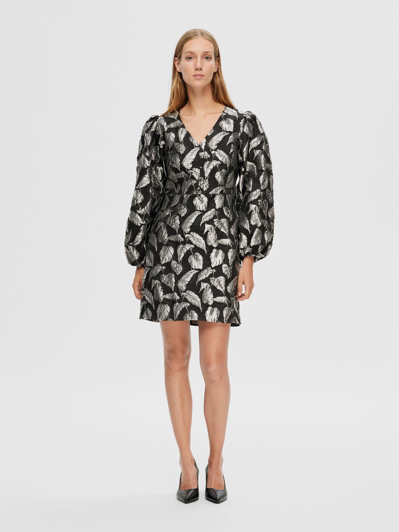 Paula LS Short Dress - Silver Leaf