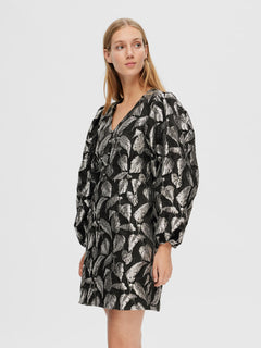 Paula LS Short Dress - Silver Leaf