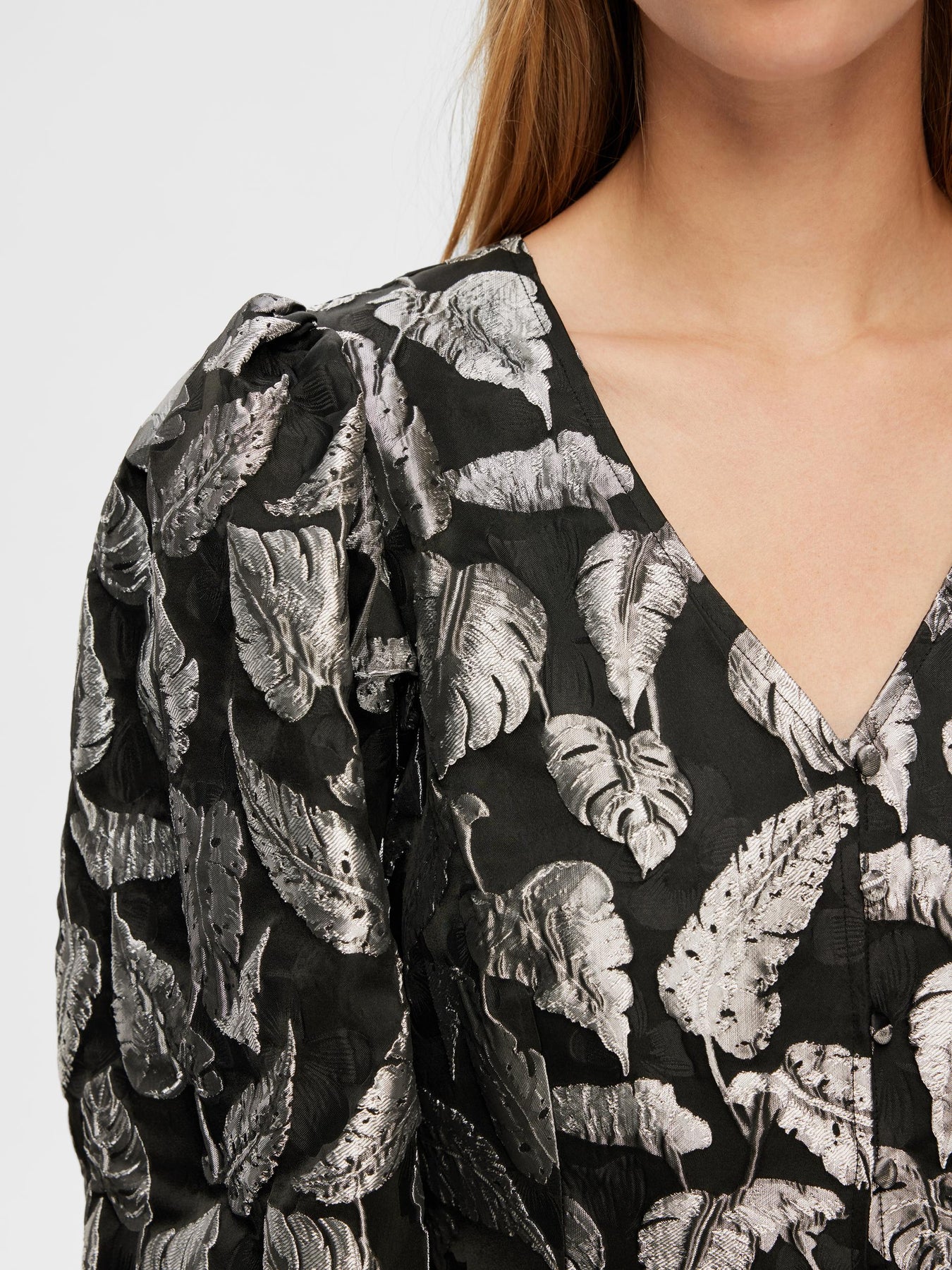 Paula LS Short Dress - Silver Leaf