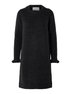 Sia Ras Frill LS Knit Dress - Black