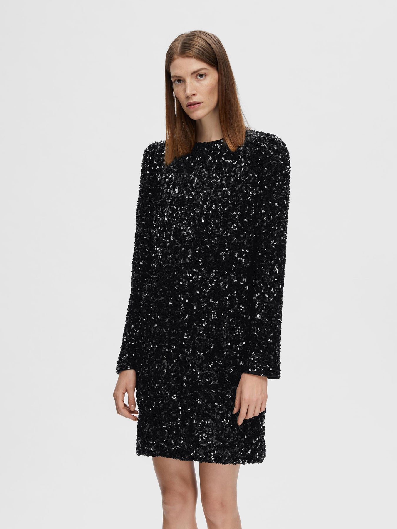Selected Femme Colyn LS Short Sequins Dress - Svart
