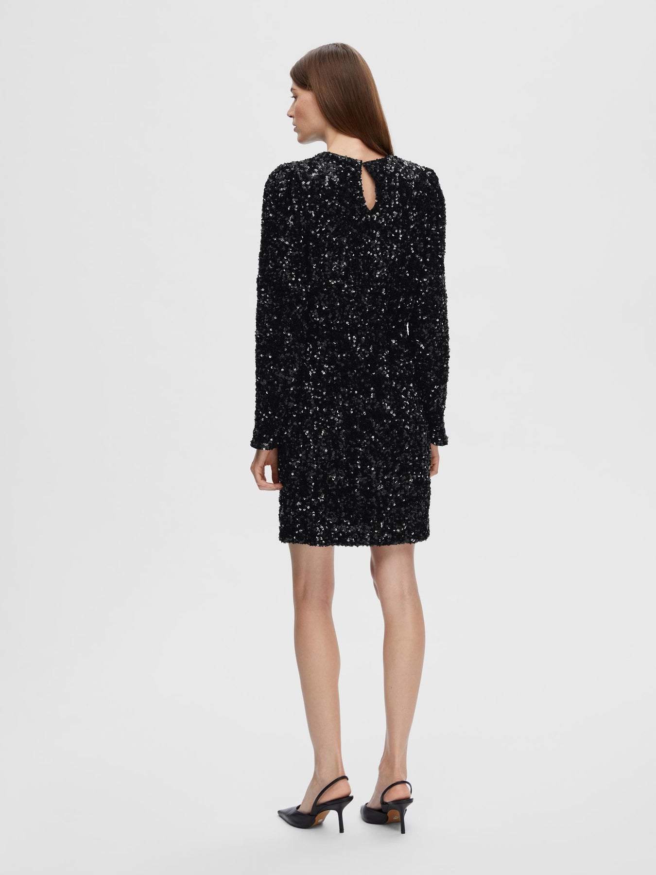 Selected Femme Colyn LS Short Sequins Dress - Svart