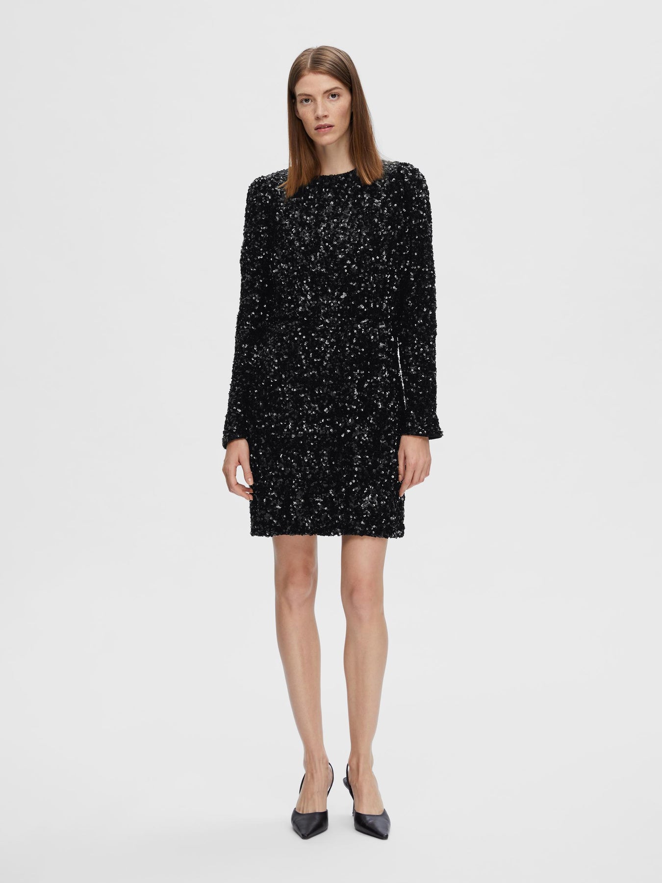Selected Femme Colyn LS Short Sequins Dress - Svart