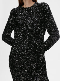 Colyn LS Short Sequins Dress - Black