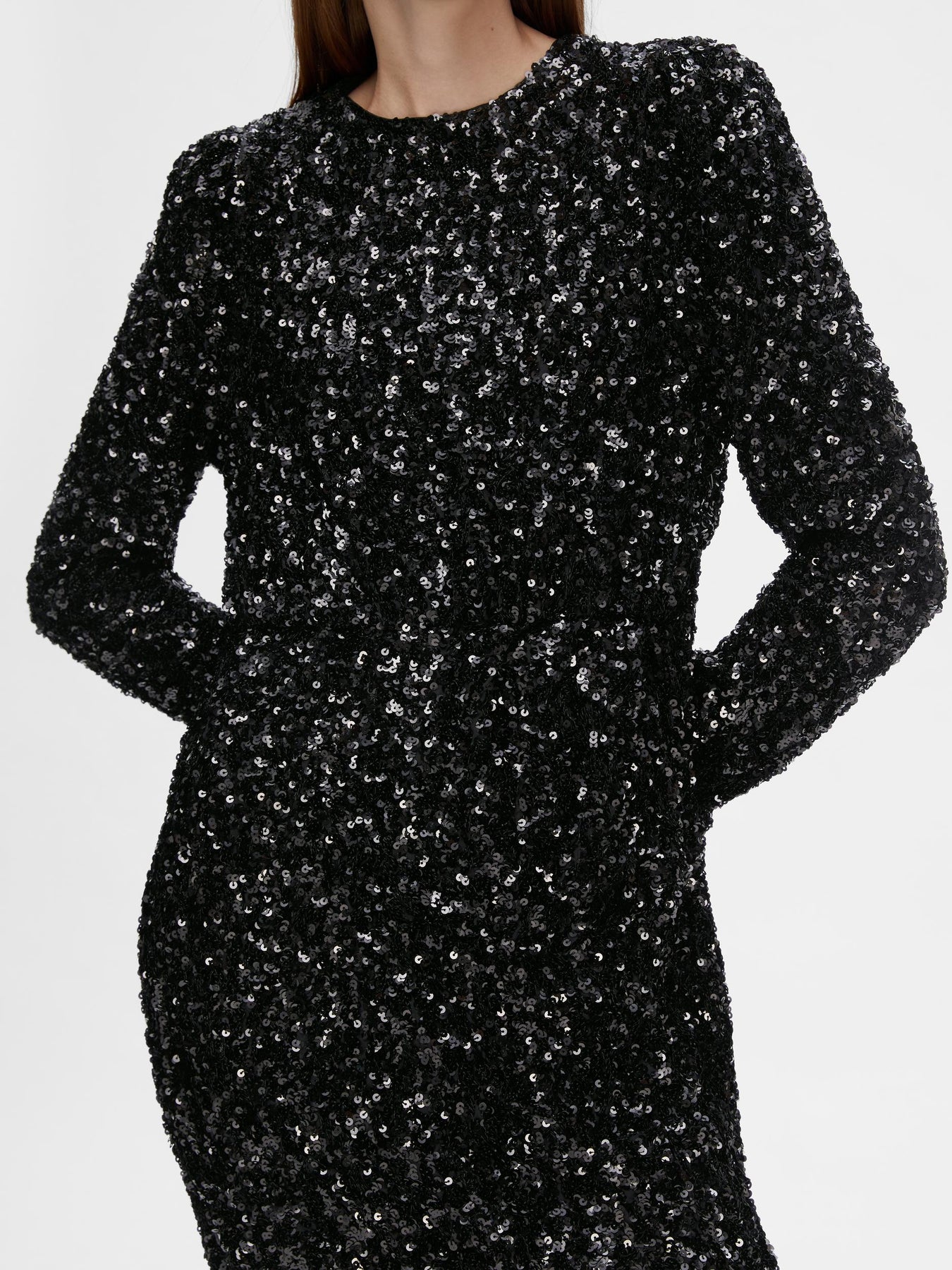 Selected Femme Colyn LS Short Sequins Dress - Svart