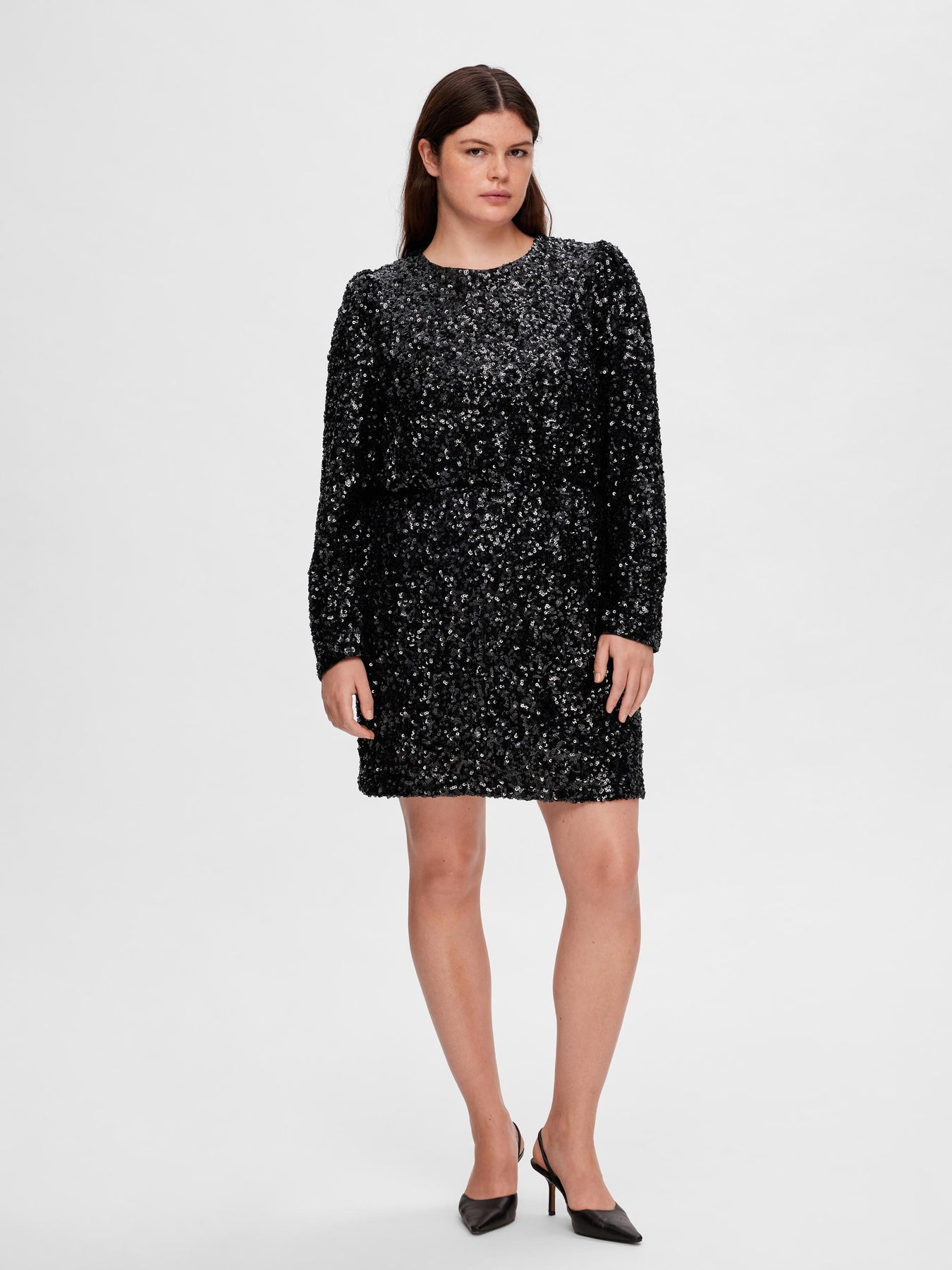 Selected Femme Colyn LS Short Sequins Dress - Svart